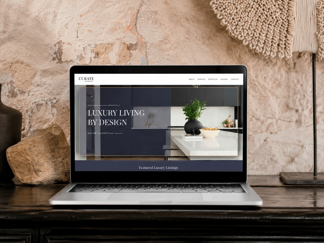 Laptop mockup of a luxury interior design website