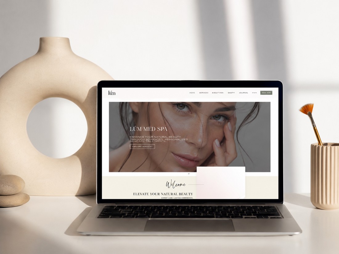 Laptop mockup of a med spa and wellness website