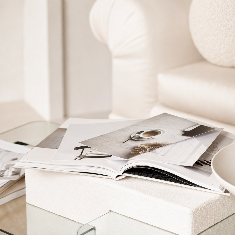 Strategy documents and notes on a desk, step one of The Agency's website design process