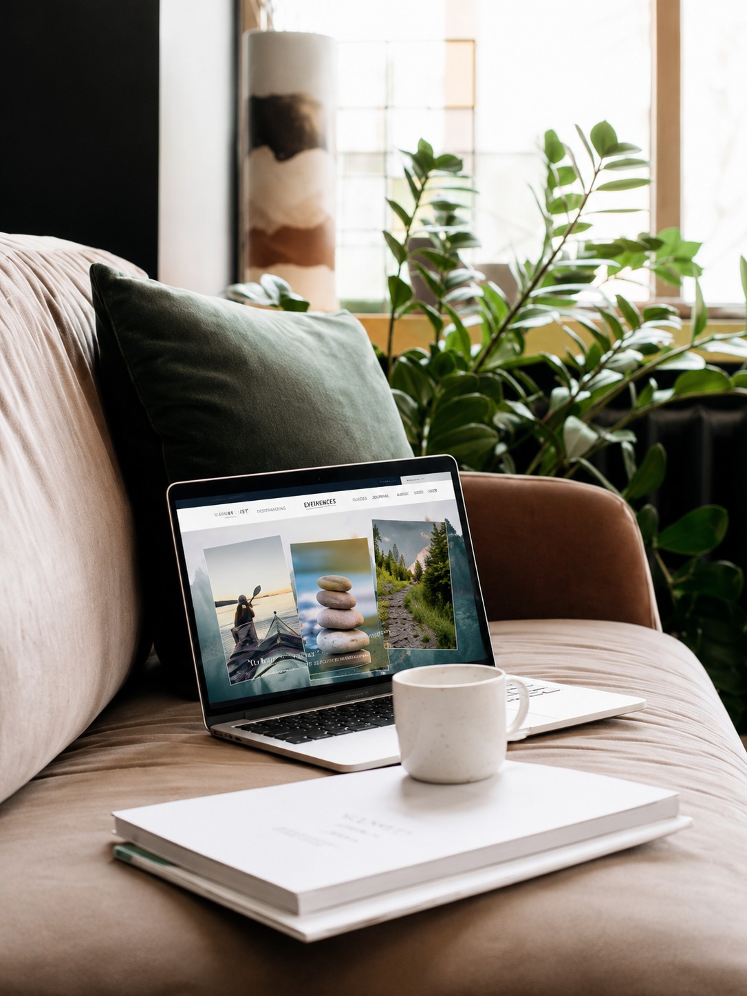 Laptop mockup of a wellness retreat website