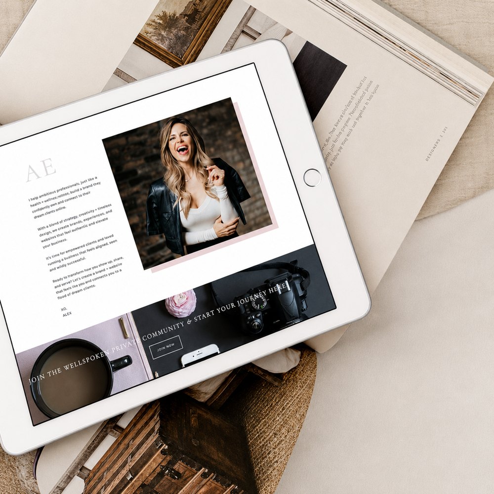 Tablet showing a website design direction mockup during The Agency's design phase