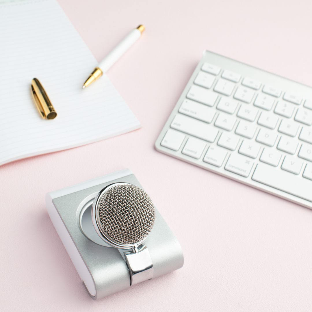 Close-up of a microphone set against a backdrop of soundwaves, symbolizing the essence and vibrancy of starting a podcast.
