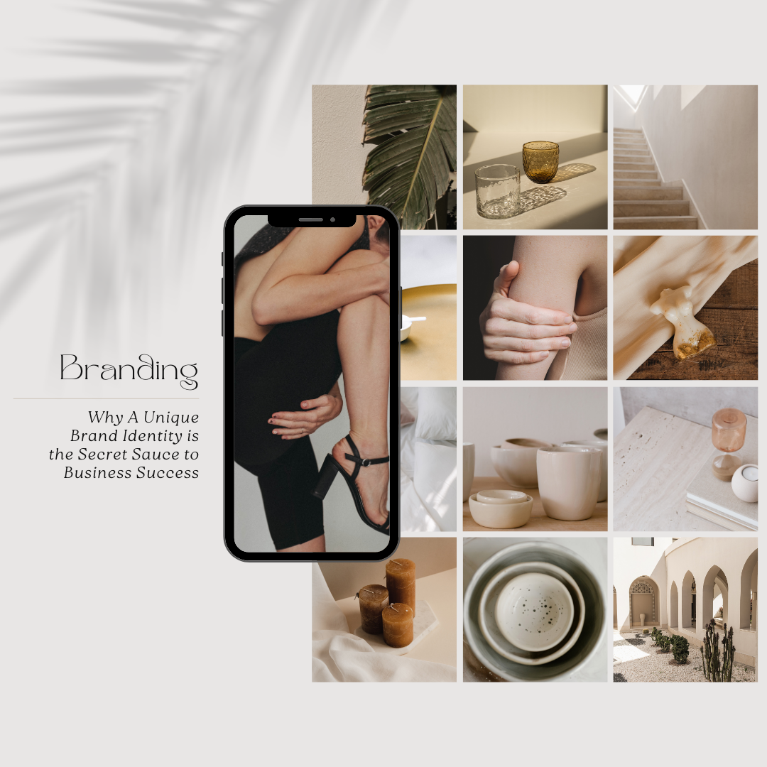 Illustration showcasing elements of unique brand identity leading to business success.
