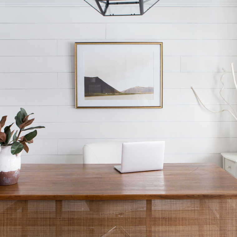 A stylish and well-organized home office setup, reflecting a perfect blend of efficiency and personal style for remote work.
